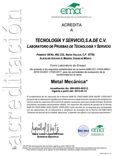 Diploma de acreditación metal mecánica